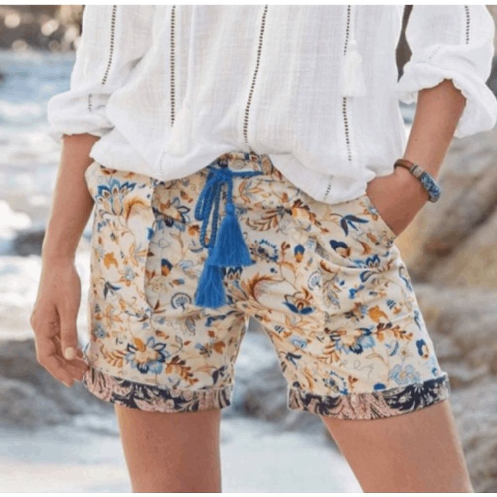 Sundance Womens White Cream Drawstring Floral Kalini Shorts Size PXS